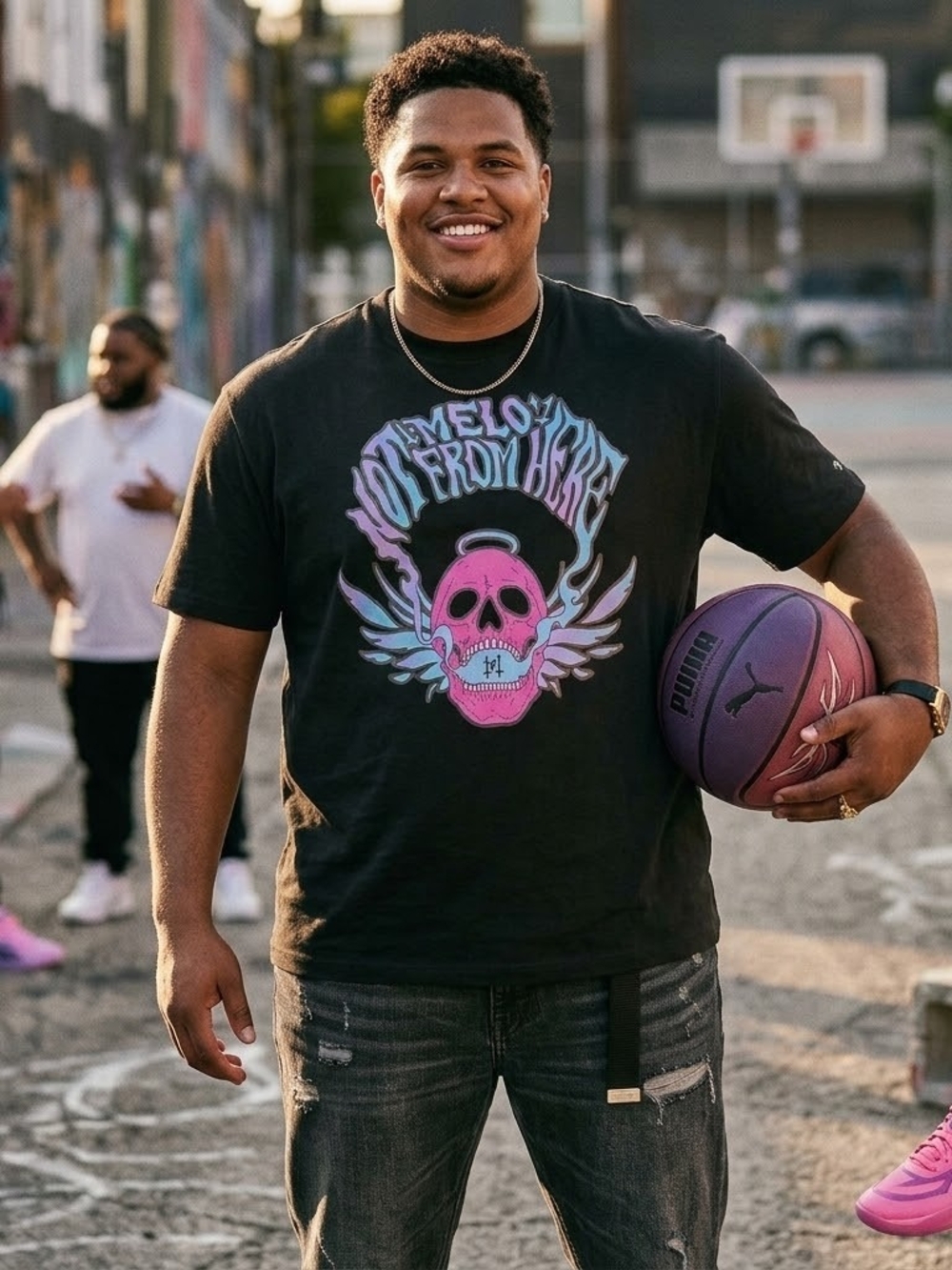 NWT Puma x LaMelo Ball Not From Here Skull Graphic T-Shirt Black xxl 2xl